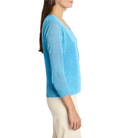 NIC + ZOE 4-Way Knit Open Front 3/4 Sleeve Cardigan