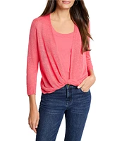 NIC + ZOE 4-Way Knit Open Front 3/4 Sleeve Cardigan