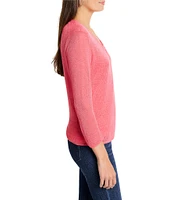 NIC + ZOE 4-Way Knit Open Front 3/4 Sleeve Cardigan