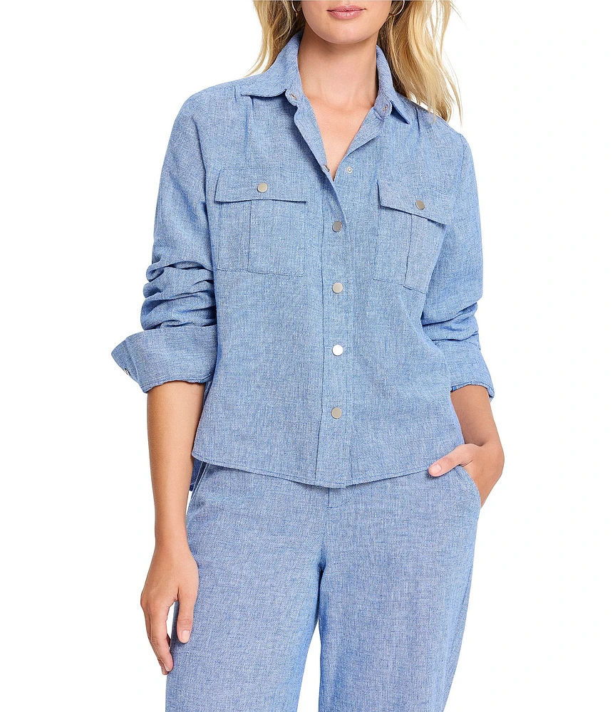 NIC + ZOE All-Around Point Collar Long Sleeve Shirt Jacket