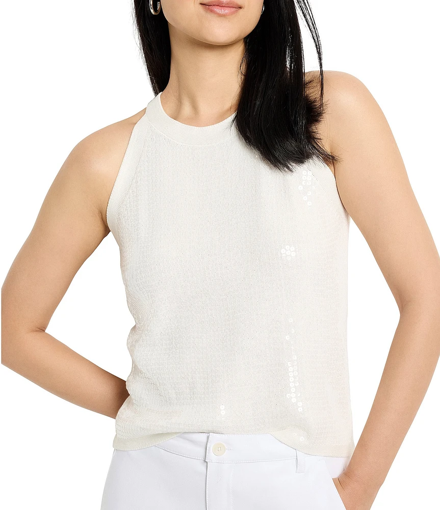 NIC + ZOE Anytime Sequin Round Neck Sleeveless Tank