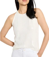 NIC + ZOE Anytime Sequin Round Neck Sleeveless Tank