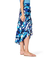 NIC + ZOE Aqua Surf Mid Rise Side Ruched Asymmetrical Skirt