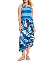 NIC + ZOE Aqua Surf Mid Rise Side Ruched Asymmetrical Skirt