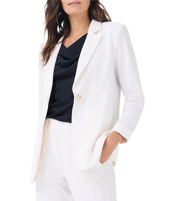 NIC + ZOE Avenue Stretch Woven Notch Lapel Collar Long Cuffed Sleeve One Button Jacket