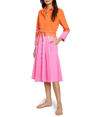 NIC + ZOE Ayla Ombre Point Collar Bracelet Sleeve Tie Front Dress