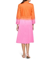 NIC + ZOE Ayla Ombre Point Collar Bracelet Sleeve Tie Front Dress