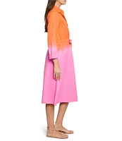 NIC + ZOE Ayla Ombre Point Collar Bracelet Sleeve Tie Front Dress