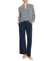 NIC + ZOE Basketweave Split V-Neck 3/4 Sleeve Shirt