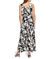 NIC + ZOE Bianca Evening Petal Blouson V-Neck Sleeveless Maxi Dress