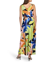 NIC + ZOE Bianca Mega Blooms Print V-Neck Sleeveless Blouson Maxi Dress
