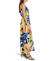 NIC + ZOE Bianca Mega Blooms Print V-Neck Sleeveless Blouson Maxi Dress