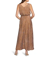 NIC + ZOE Bianca Woven Swirling Sands V-Neck Sleeveless Blouson Dress