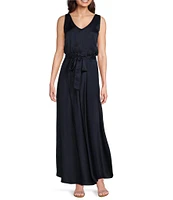 NIC + ZOE Bianca Woven V-Neck Sleeveless Blouson Maxi Dress