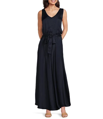 NIC + ZOE Bianca Woven V-Neck Sleeveless Blouson Maxi Dress