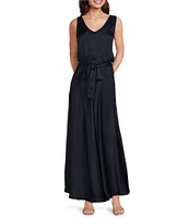 NIC + ZOE Bianca Woven V-Neck Sleeveless Blouson Maxi Dress