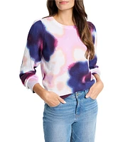 NIC + ZOE Blossom Blur Round Neck Long Sleeve Sweater