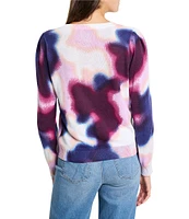 NIC + ZOE Blossom Blur Round Neck Long Sleeve Sweater