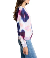 NIC + ZOE Blossom Blur Round Neck Long Sleeve Sweater