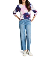 NIC + ZOE Blossom Blur Round Neck Long Sleeve Sweater