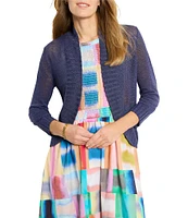 NIC + ZOE Bolero Lightweight Knit Open Front 3/4 Sleeve Cardigan