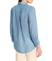 NIC + ZOE Breeze Point Collar Bracelet Sleeve Button Front Shirt