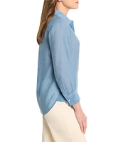 NIC + ZOE Breeze Point Collar Bracelet Sleeve Button Front Shirt
