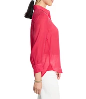 NIC + ZOE Breeze Point Collar Bracelet Sleeve Button Front Shirt