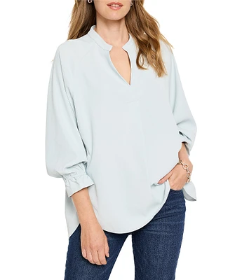 NIC + ZOE Breezy Split V-Neck Bracelet Sleeve Cinch Tie-Back Top