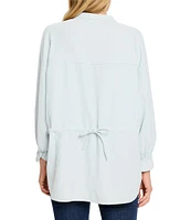 NIC + ZOE Breezy Split V-Neck Bracelet Sleeve Cinch Tie-Back Top