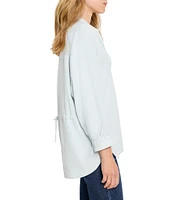 NIC + ZOE Breezy Split V-Neck Bracelet Sleeve Cinch Tie-Back Top