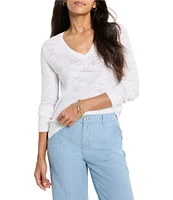 NIC + ZOE Breezy Texture V-Neck Long Sleeve Pullover Top