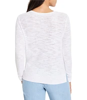 NIC + ZOE Breezy Texture V-Neck Long Sleeve Pullover Top