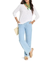 NIC + ZOE Breezy Texture V-Neck Long Sleeve Pullover Top