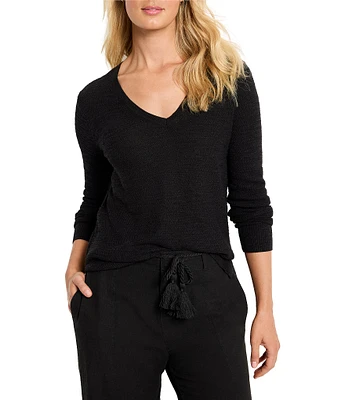 NIC + ZOE Breezy Texture V-Neck Long Sleeve Pullover Top