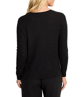 NIC + ZOE Breezy Texture V-Neck Long Sleeve Pullover Top