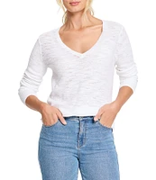 NIC + ZOE Breezy Texture V-Neck Long Sleeve Sweater