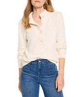 NIC + ZOE Button Henley Mock Neck Long Sleeve Sweater