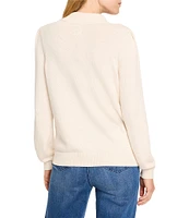 NIC + ZOE Button Henley Mock Neck Long Sleeve Sweater