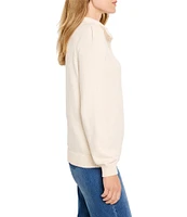 NIC + ZOE Button Henley Mock Neck Long Sleeve Sweater