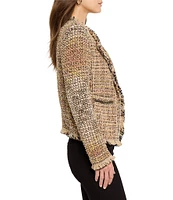 NIC + ZOE Chain Trim Fringe Mix Knit Jacket