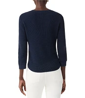 NIC + ZOE Chill Out Knit Scoop Neck 3/4 Sleeve Sweater