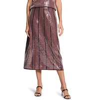 NIC + ZOE Clear Sequin Knit Stripe Pull-On Midi Skirt