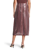 NIC + ZOE Clear Sequin Knit Stripe Pull-On Midi Skirt