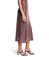 NIC + ZOE Clear Sequin Knit Stripe Pull-On Midi Skirt