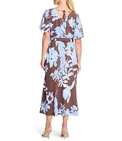 NIC + ZOE Cloud Blossom Brooke V-Neck Elbow Sleeve Dress