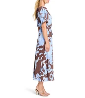 NIC + ZOE Cloud Blossom Brooke V-Neck Elbow Sleeve Dress