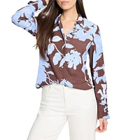 NIC + ZOE Cloud Blossom Point Collar Long Sleeve Button Front Shirt
