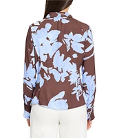 NIC + ZOE Cloud Blossom Point Collar Long Sleeve Button Front Shirt