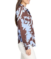NIC + ZOE Cloud Blossom Point Collar Long Sleeve Button Front Shirt